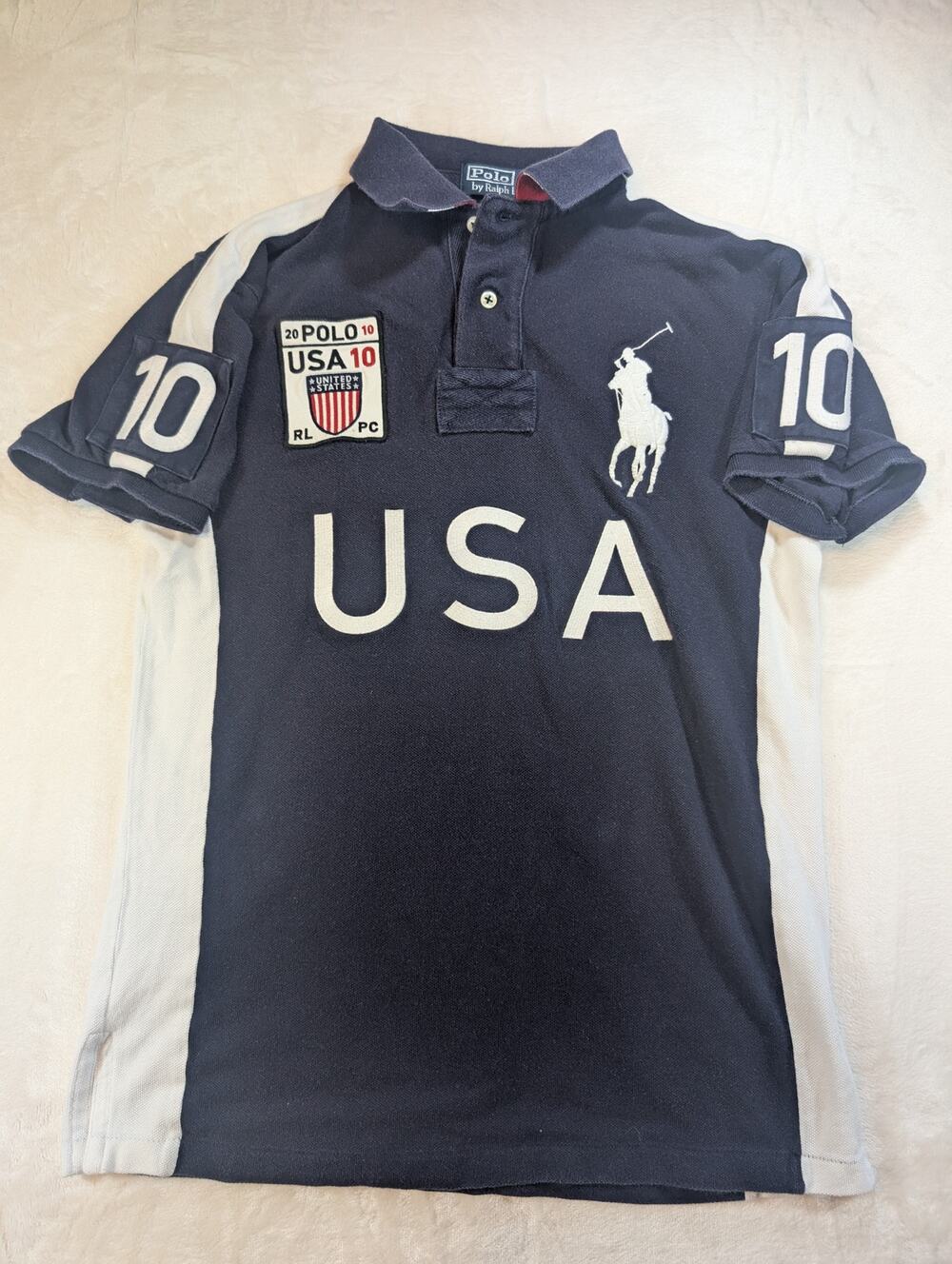 Polo Ralph Lauren USA Big Pony Polo Shirt Mens S Custom Fit Navy Olympic Rugby